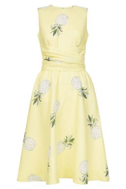 Hobbs Twitchill Pineapple Linen Dress Yellow Multi