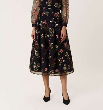 Hobbs Victoria Posey Skirt, Navy/Multi - Image 2