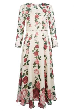 Hobbs Victoria Rose Sleeve Dress Ivory Pink