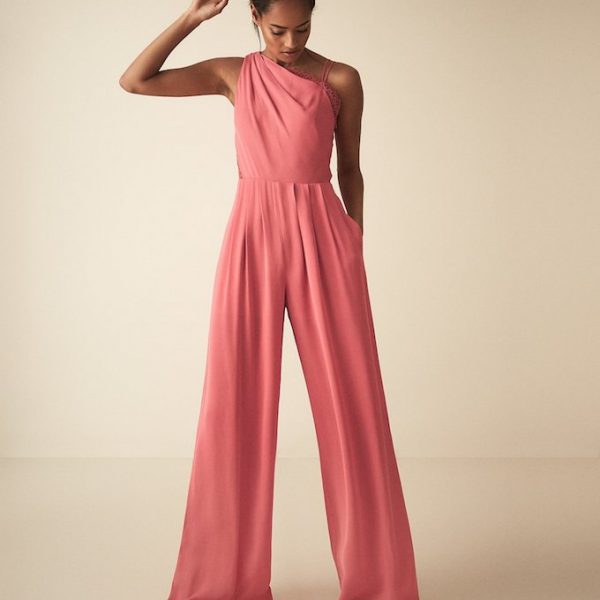 wide leg pink jumpsuit