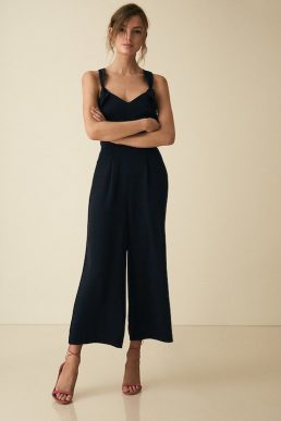 Reiss Amika Bow Back Detail Jumpsuit Black