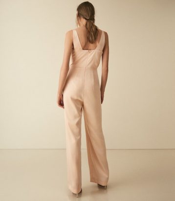 Reiss Antonia button detail jumpsuit, gold/pink/metallic - Image 2