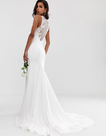 ASOS EDITION embellished lace bodice wedding dress with crepe skirt Ivory