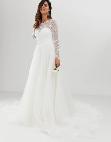 ASOS EDITION princess long sleeve wedding dress Ivory