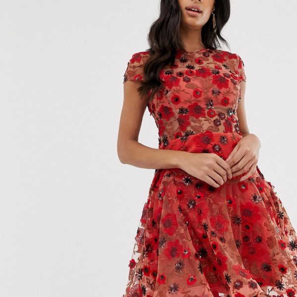 red embellished dress