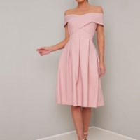 bardot pleated dress