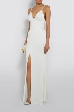 Jovani Cross Detail Crepe Wedding Gown, Ivory