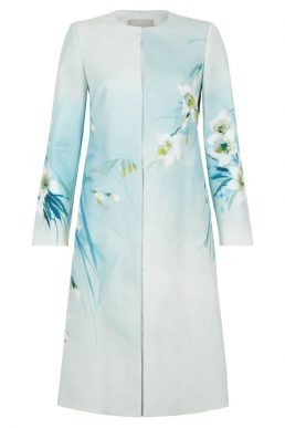 Hobbs Amelie Floral Coat Blue White