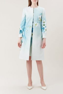 Hobbs Amelie Floral Coat Blue White