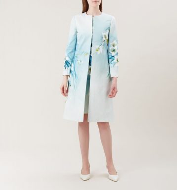 Hobbs Amelie Floral Coat Blue White