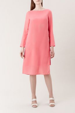 Hobbs Edie Sleeve Silk Dress Pink