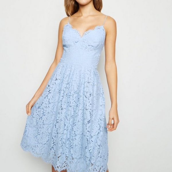 pale blue lace midi dress
