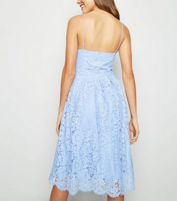 New Look Pale Blue Pleated Lace Midi Dress - Image 2