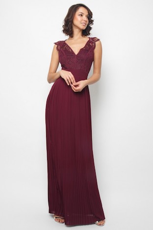 TFNC Shannon Grape Lace Wine Maxi Dress 