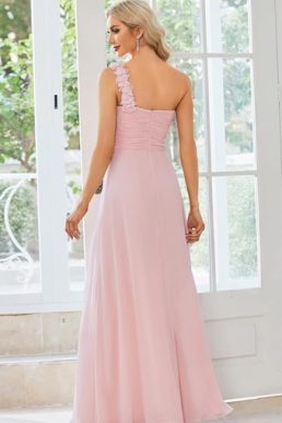 Ever Pretty Women's Flower Ruffles One Shoulder Bridesmaid Dress, Pink/Blush 09768