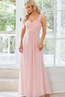 Ever Pretty Women's Flower Ruffles One Shoulder Bridesmaid Dress, Pink/Blush 09768