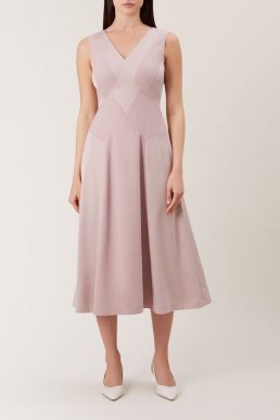 Hobbs Elaine Panelled Dress Pink Blush