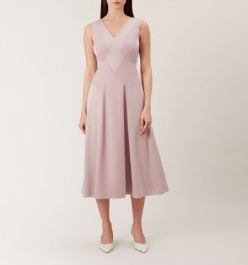 Hobbs Elaine Panelled Dress Pink Blush