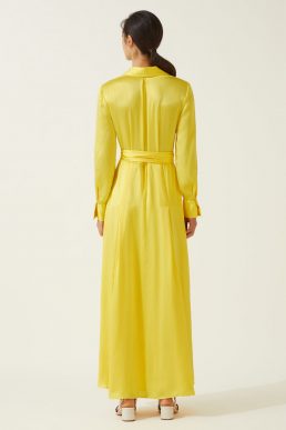 Jigsaw Silk Tie Waist Maxi Dress Yellow