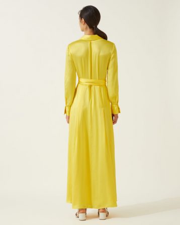 Jigsaw Silk Tie Waist Maxi Dress Yellow