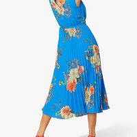 oasis blue pleated midi dress