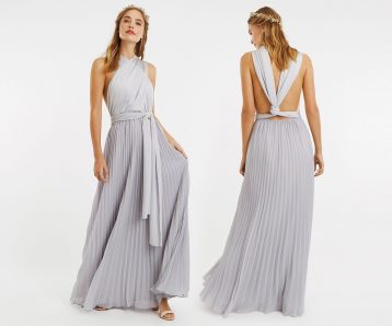 Oasis Wear Your Own Way Pleated Multiway Bridesmaid Maxi Silver