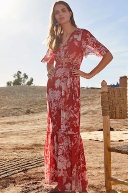 Phase Eight Amy Printed Maxi Dress Red White