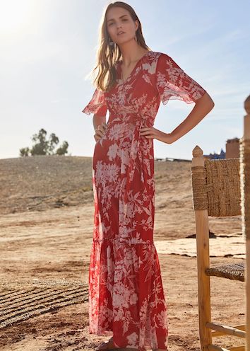 Phase Eight Maxi Dress, Red/White - myonewedding.co.uk