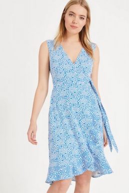 Phase Eight Ebony Printed Wrap Dress Blue White