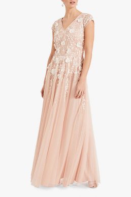 Phase Eight Henriette Flower Embroidered Maxi Dress Pink Blush Ivory
