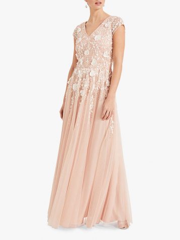 Phase Eight Henriette Flower Embroidered Maxi Dress Pink Blush Ivory