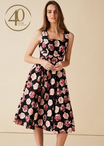 Phase Eight Judith Floral A-line Dress Black Multi