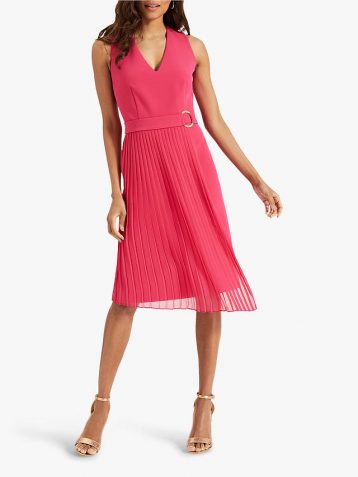 Phase Eight Maddie Pleated Belt Dress, Pink - Image 2