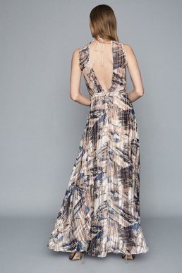Reiss Alix marble printed maxi dress blue cream multi