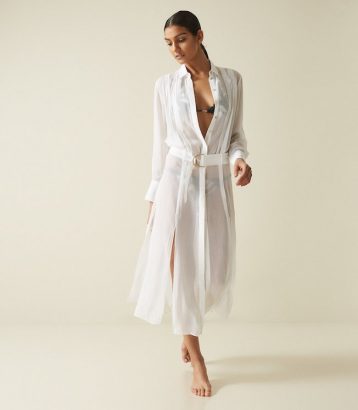 Reiss Cherish resort shirt dress White