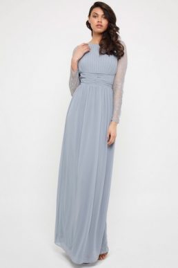 TFNC Jadine Blue Grey Maxi Dress Blue Grey