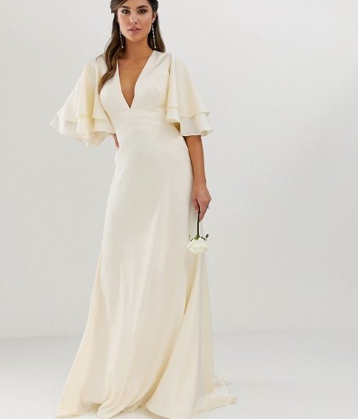 asos flutter sleeve wedding dress