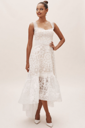 Bronx & Banco Mariana lace high low maxi dress White