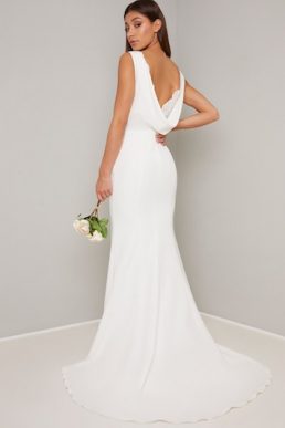 Chi Chi Bridal Cowl Back Orlaith Dress White