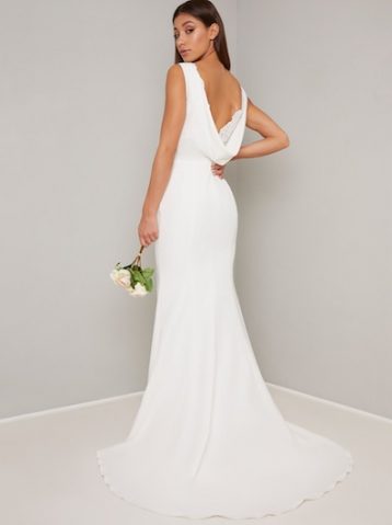 Chi Chi Bridal Cowl Back Orlaith Dress White