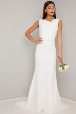 Chi Chi Bridal Cowl Back Orlaith Dress White