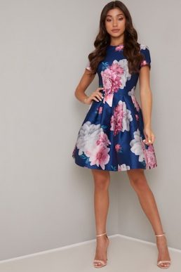 Chi Chi Dollie Floral Dress Navy Multi