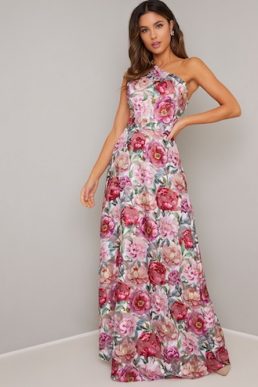 Chi Chi Fae Floral One Shoulder Maxi Dress Pink Multi