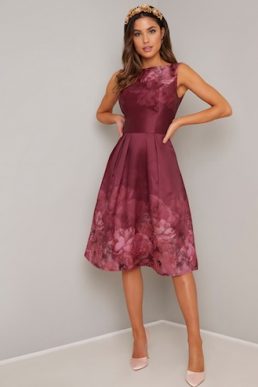Chi Chi Sady Floral Dress Burgundy
