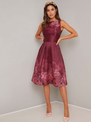 Chi Chi Sady Floral Dress Burgundy