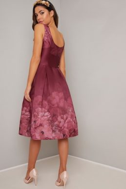 Chi Chi Sady Floral Dress Burgundy