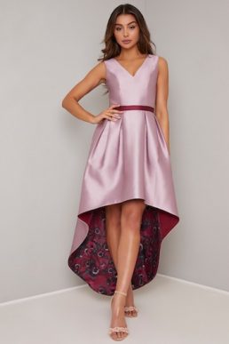 Chi Chi Safia Floral High Low Dress Purple Multi