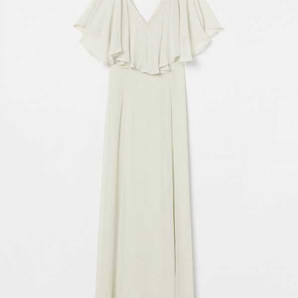 h&m green long dress