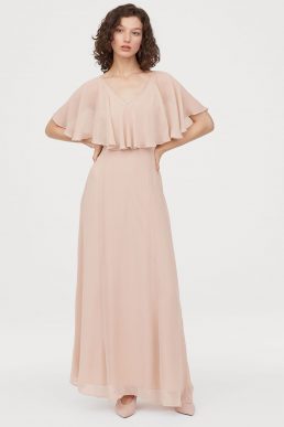 H&M Long chiffon maxi dress Light Pink Blush