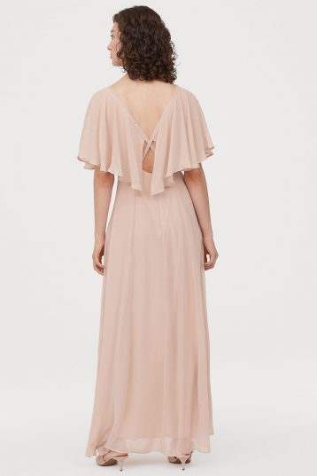 H&M Long chiffon maxi dress, Light Pink/Blush - Image 2